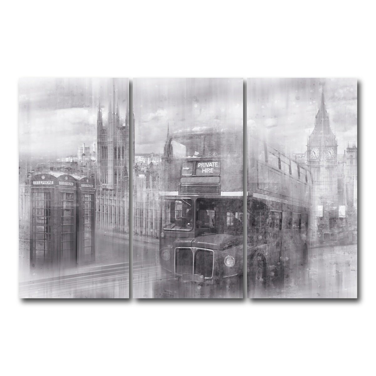 AUTO-MOCKUP WHITE | City Art LONDON Westminster Collage | 3 Piece | Gallery Wrap Canvas | group=12x24
