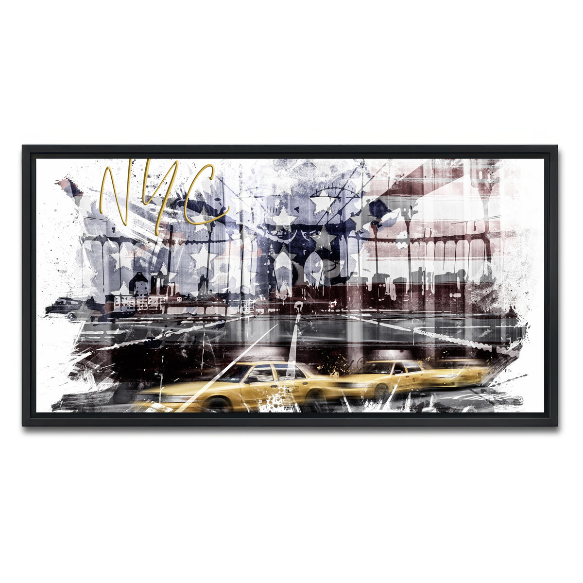 AUTO-MOCKUP WHITE | City Art NYC Composing | 1 Piece | Black Framed Canvas | group=2x1