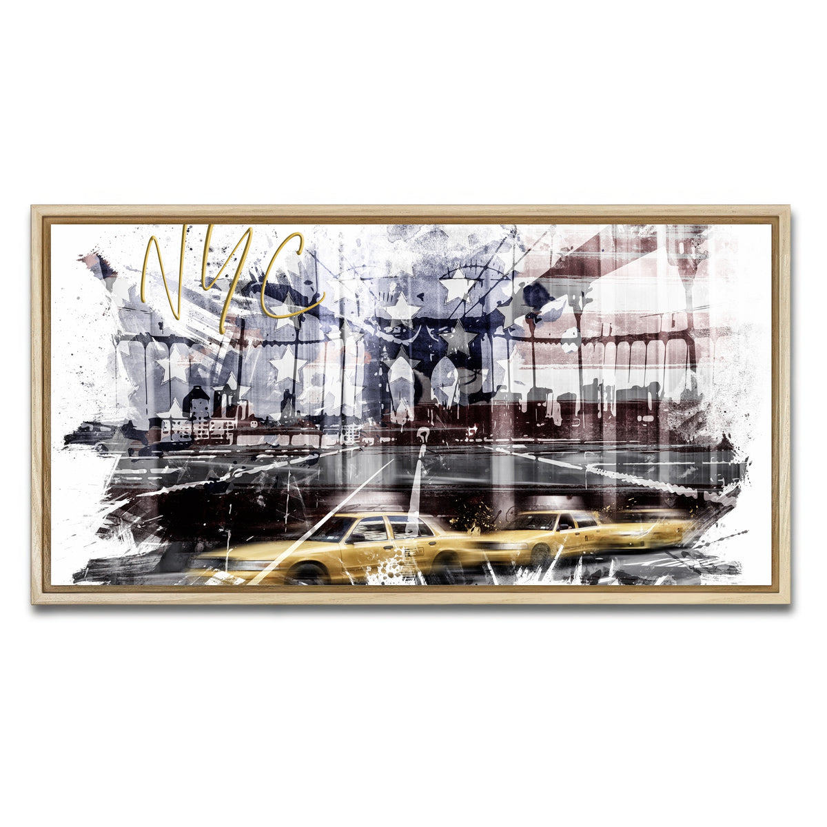 AUTO-MOCKUP WHITE | City Art NYC Composing | 1 Piece | Natural Framed Canvas | group=2x1