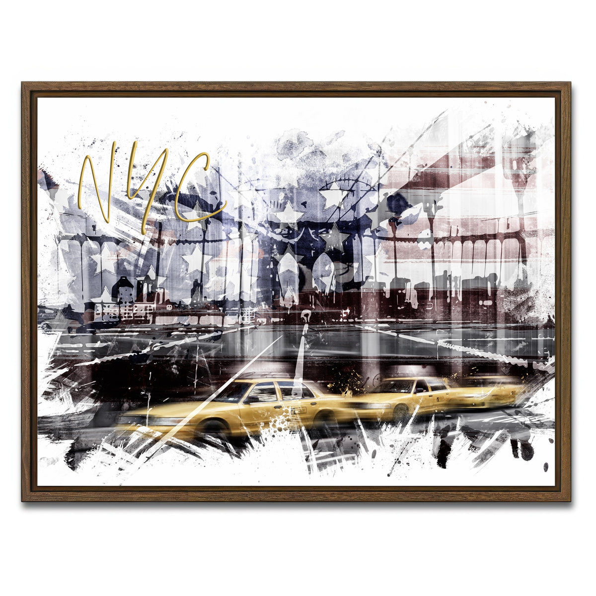 AUTO-MOCKUP WHITE | City Art NYC Composing | 1 Piece | Walnut Framed Canvas | group=4x3