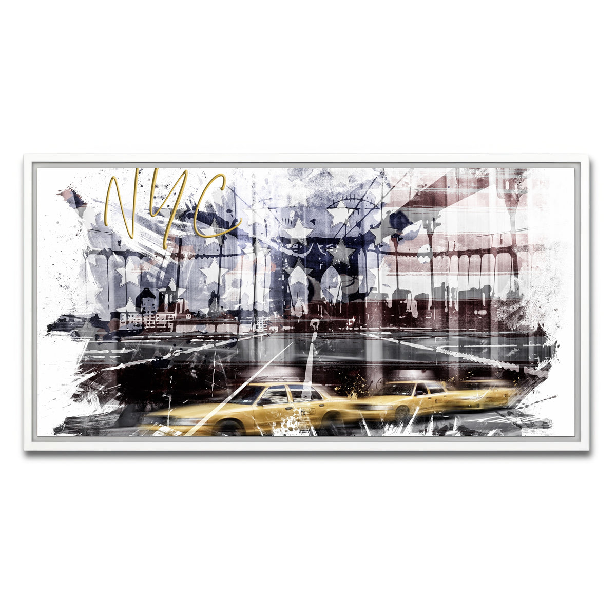 AUTO-MOCKUP WHITE | City Art NYC Composing | 1 Piece | White Framed Canvas | group=2x1