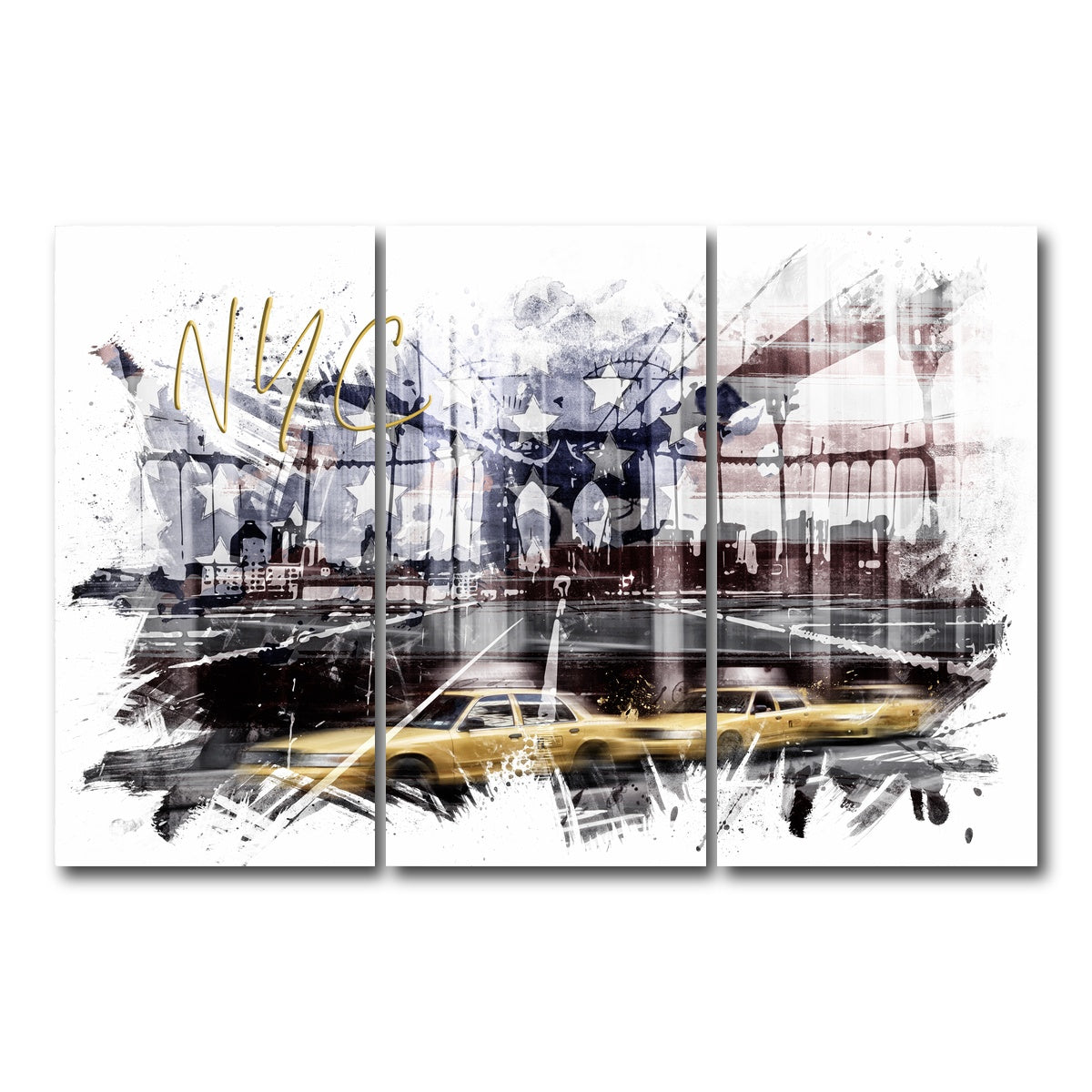 AUTO-MOCKUP WHITE | City Art NYC Composing | 3 Piece | Gallery Wrap Canvas | group=12x24