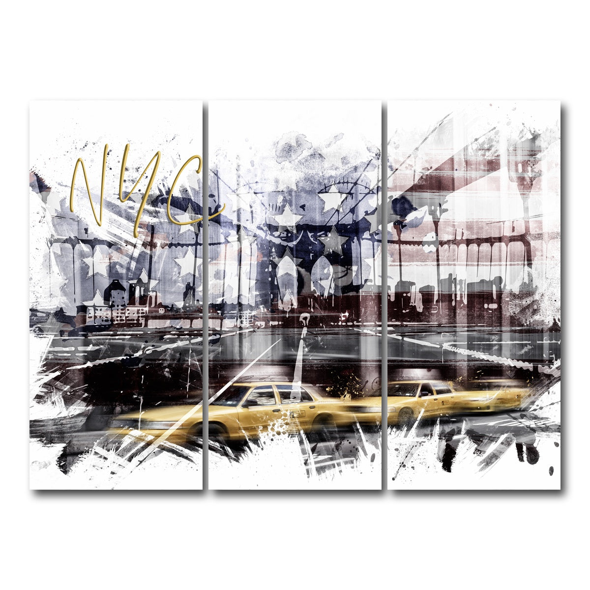 AUTO-MOCKUP WHITE | City Art NYC Composing | 3 Piece | Gallery Wrap Canvas | group=8x18