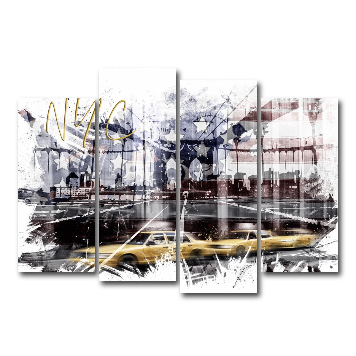 AUTO-MOCKUP WHITE | City Art NYC Composing | 4 Piece | Gallery Wrap Canvas | group=4_normal