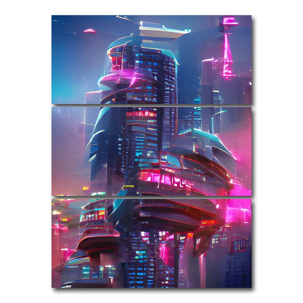 AUTO-MOCKUP WHITE | City Future | 3 Piece | Gallery Wrap Canvas | group=8x18_stacked