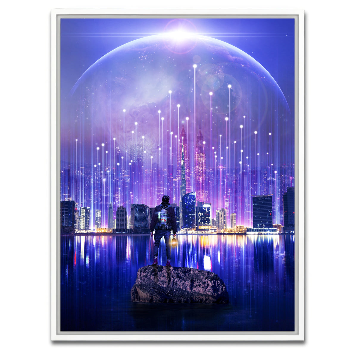 AUTO-MOCKUP WHITE | City Of The Future | 1 Piece | White Framed Canvas | group=3x4