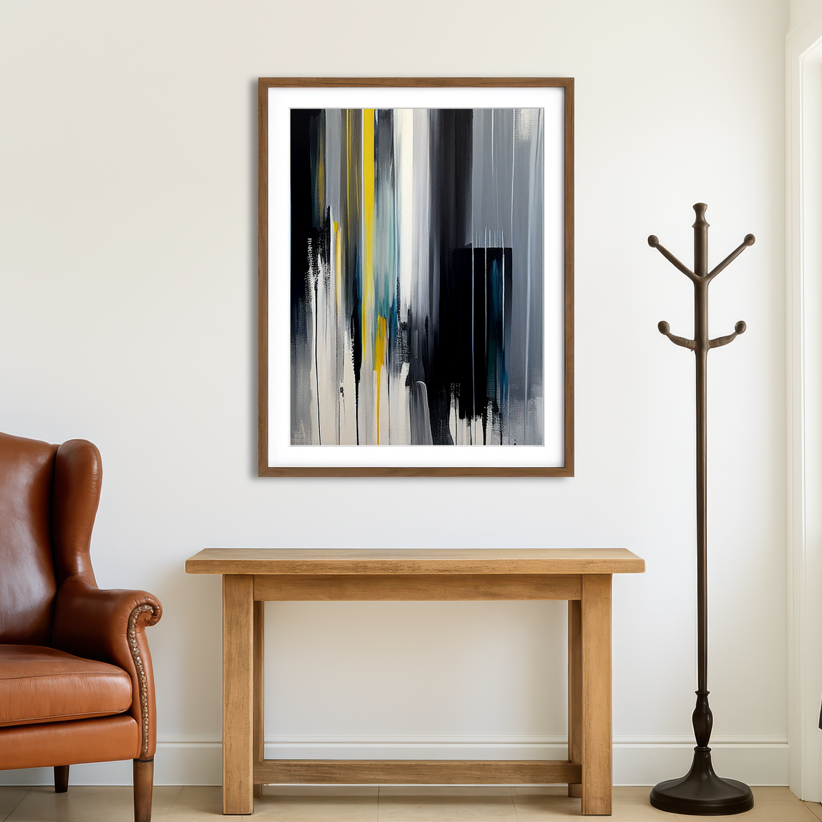 AUTO-MOCKUP ROOM | City Window on a Rainy Day Wall Art