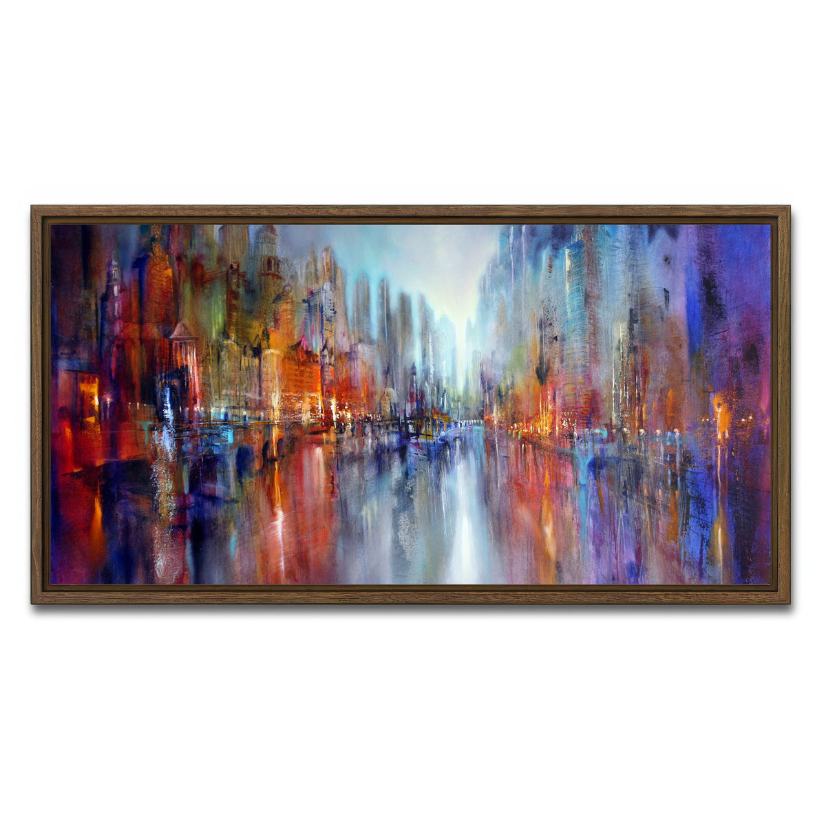 AUTO-MOCKUP WHITE | City by the River | 1 Piece | Walnut Framed Canvas | group=2x1