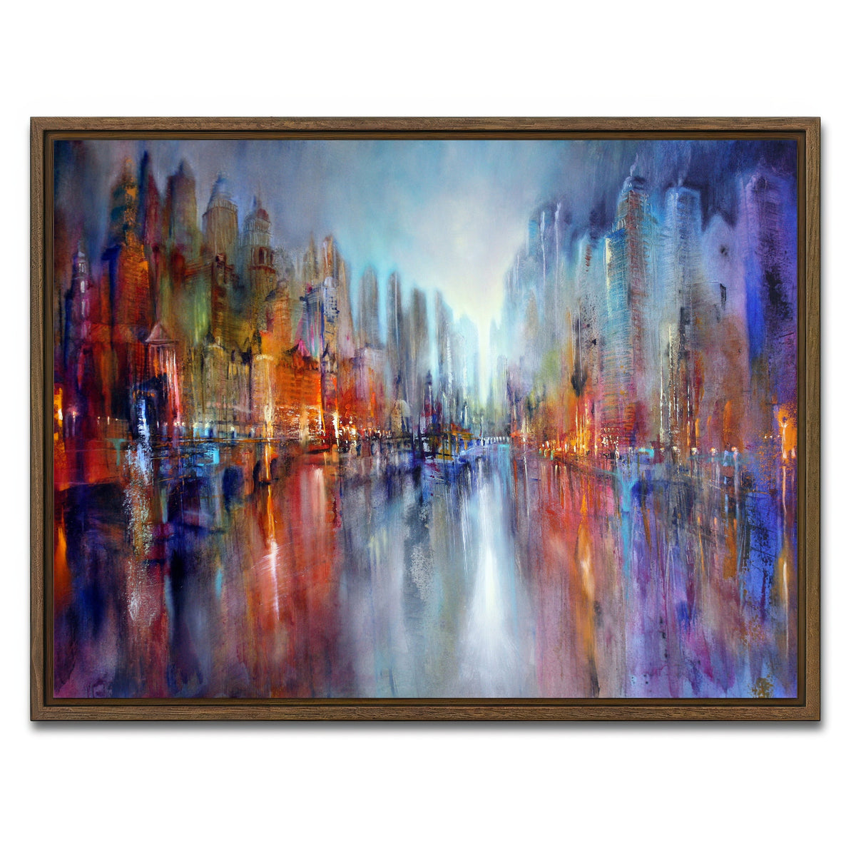 AUTO-MOCKUP WHITE | City by the River | 1 Piece | Walnut Framed Canvas | group=4x3