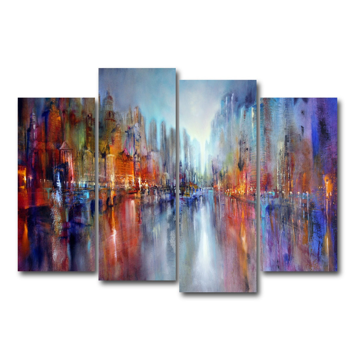 AUTO-MOCKUP WHITE | City by the River | 4 Piece | Gallery Wrap Canvas | group=4_normal