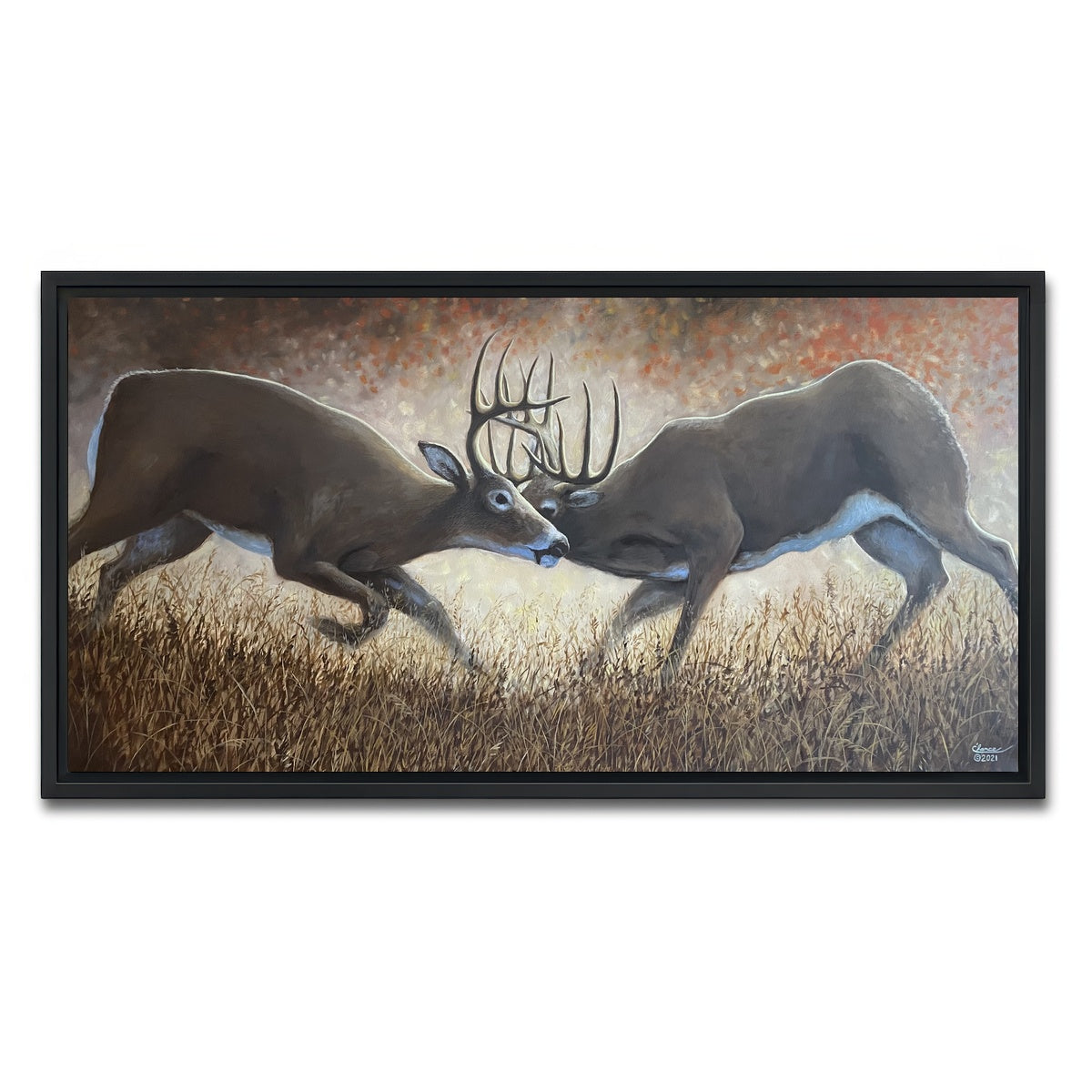 AUTO-MOCKUP WHITE | Clashing Elk | 1 Piece | Black Framed Canvas | group=2x1