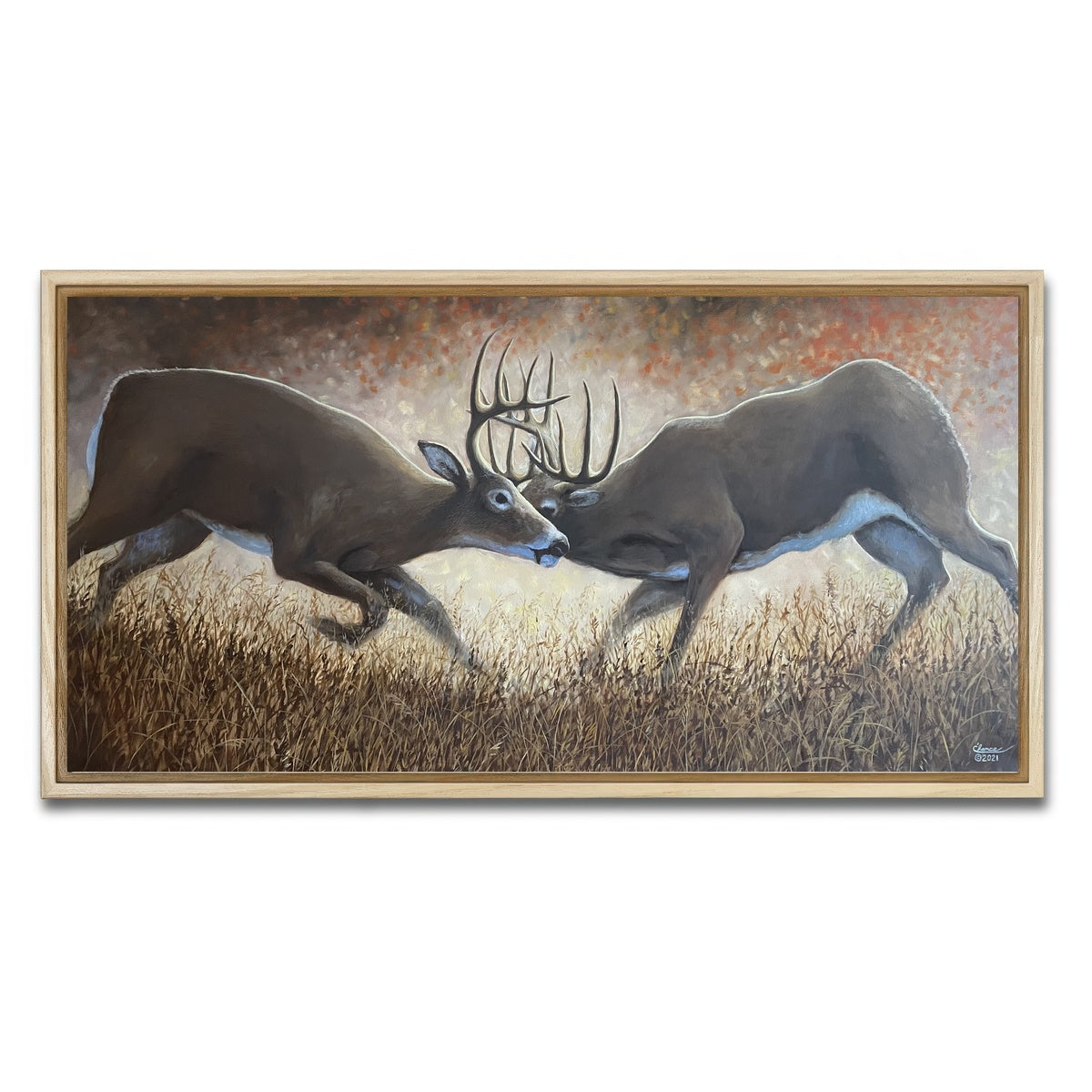 AUTO-MOCKUP WHITE | Clashing Elk | 1 Piece | Natural Framed Canvas | group=2x1