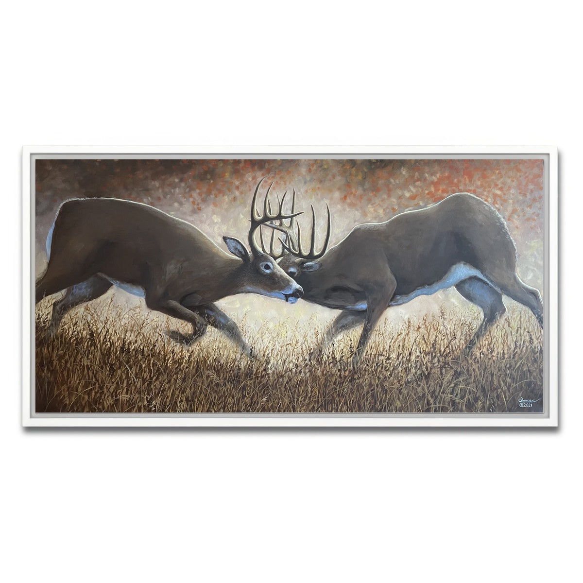 AUTO-MOCKUP WHITE | Clashing Elk | 1 Piece | White Framed Canvas | group=2x1