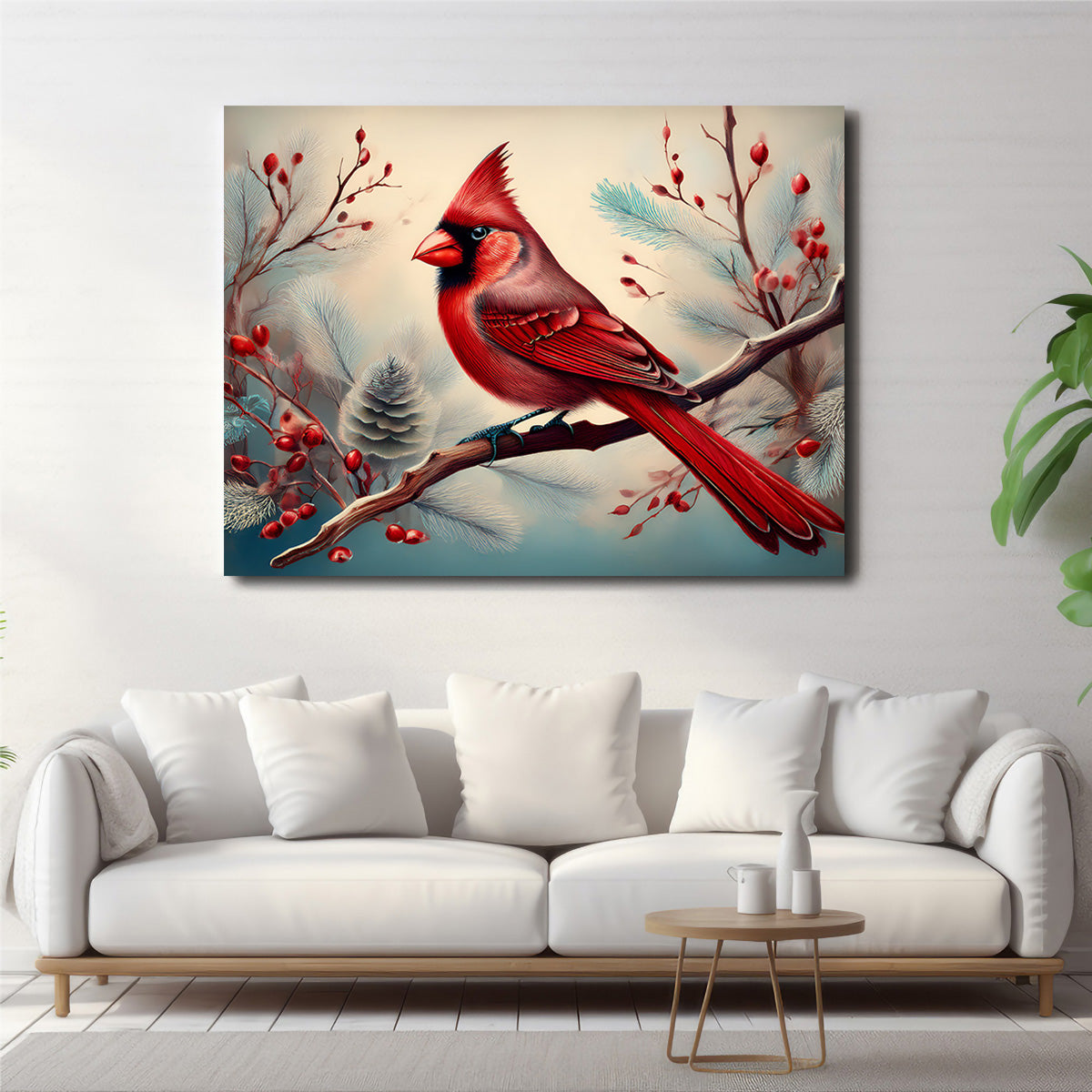 Classic Northern Cardinal on Branch Wall Art