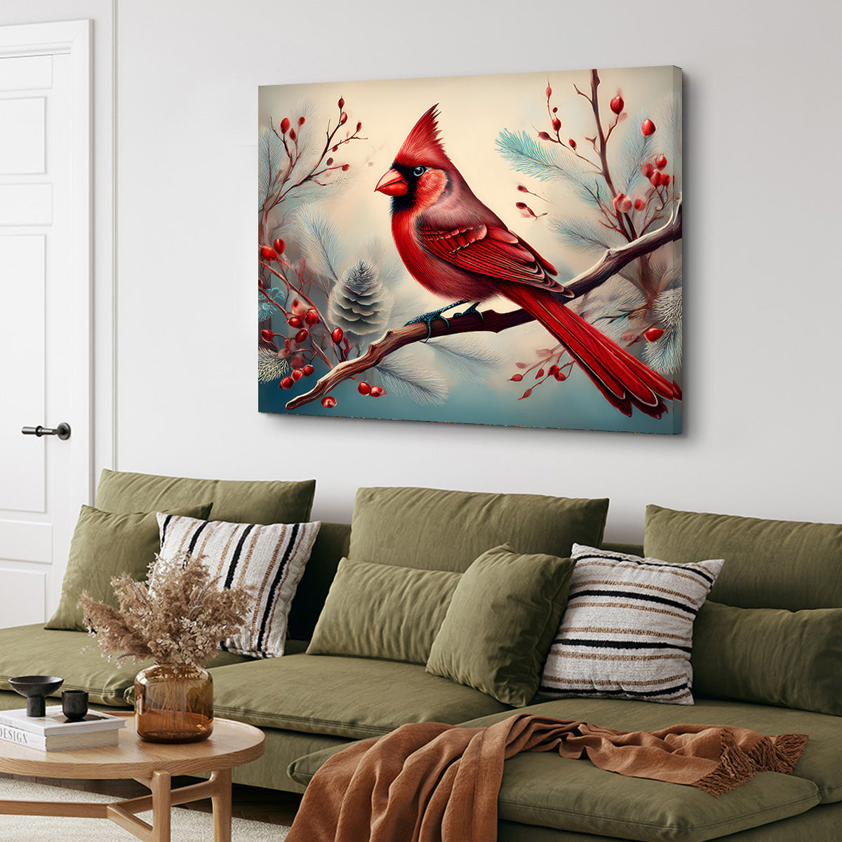 Classic Northern Cardinal on Branch Wall Art