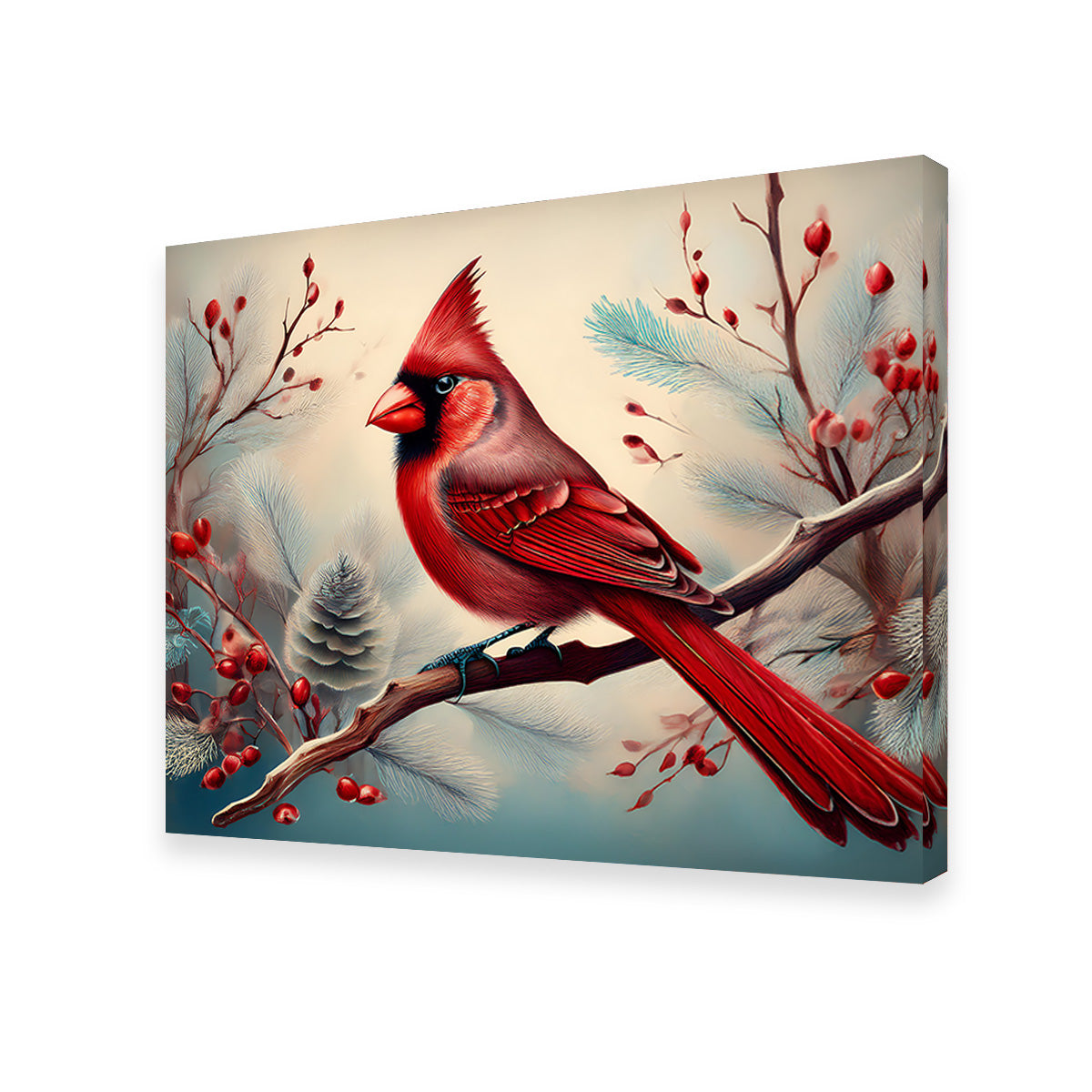 Classic Northern Cardinal on Branch Wall Art
