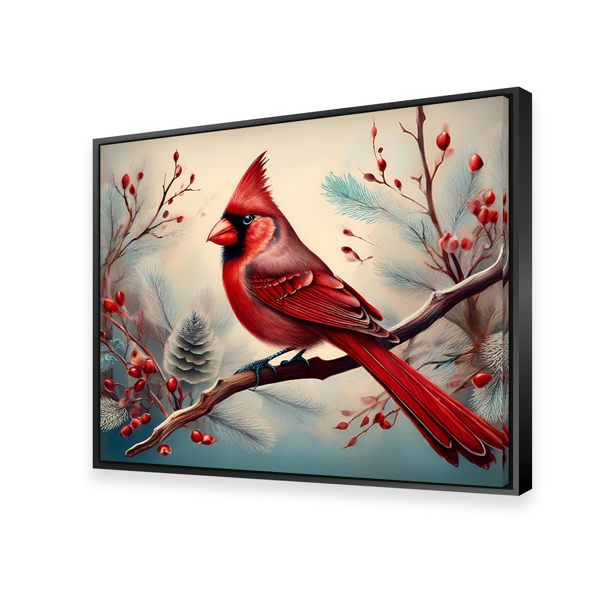 Classic Northern Cardinal on Branch Wall Art
