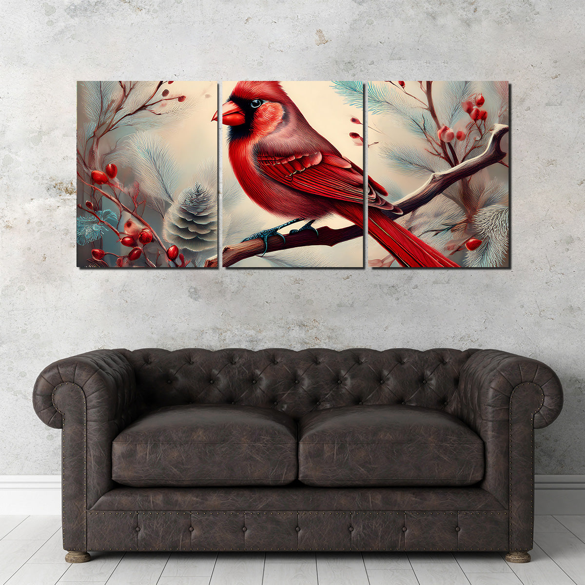 Classic Northern Cardinal on Branch Wall Art