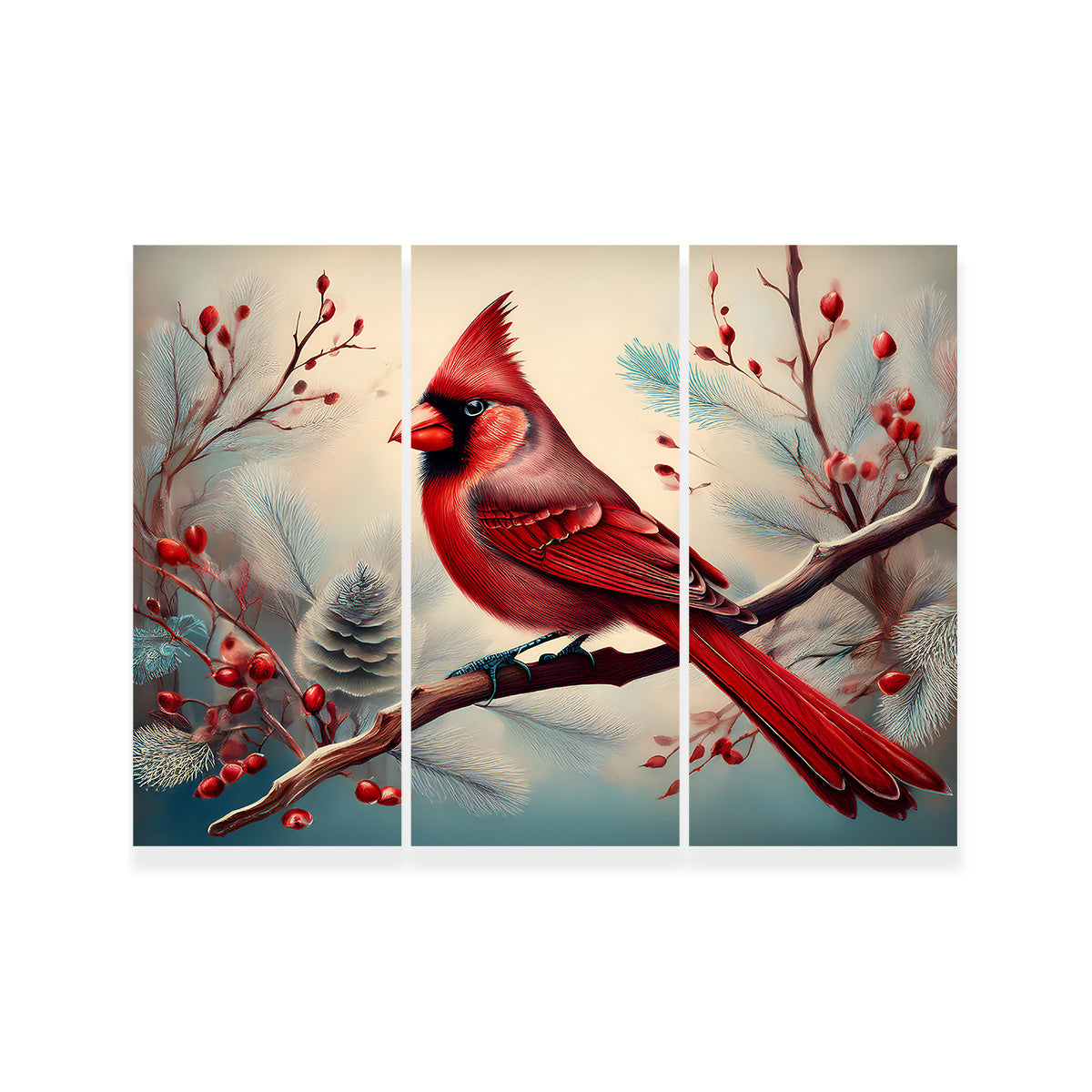 Classic Northern Cardinal on Branch Wall Art