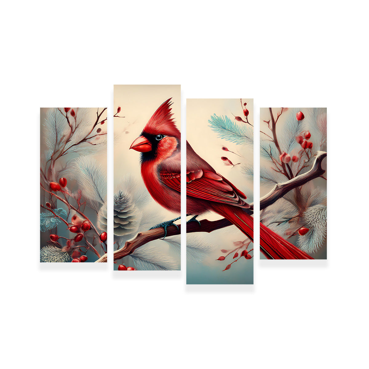 Classic Northern Cardinal on Branch Wall Art