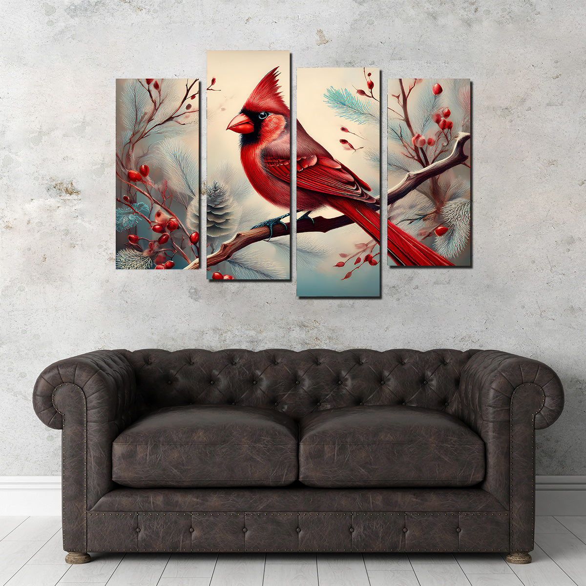 Classic Northern Cardinal on Branch Wall Art