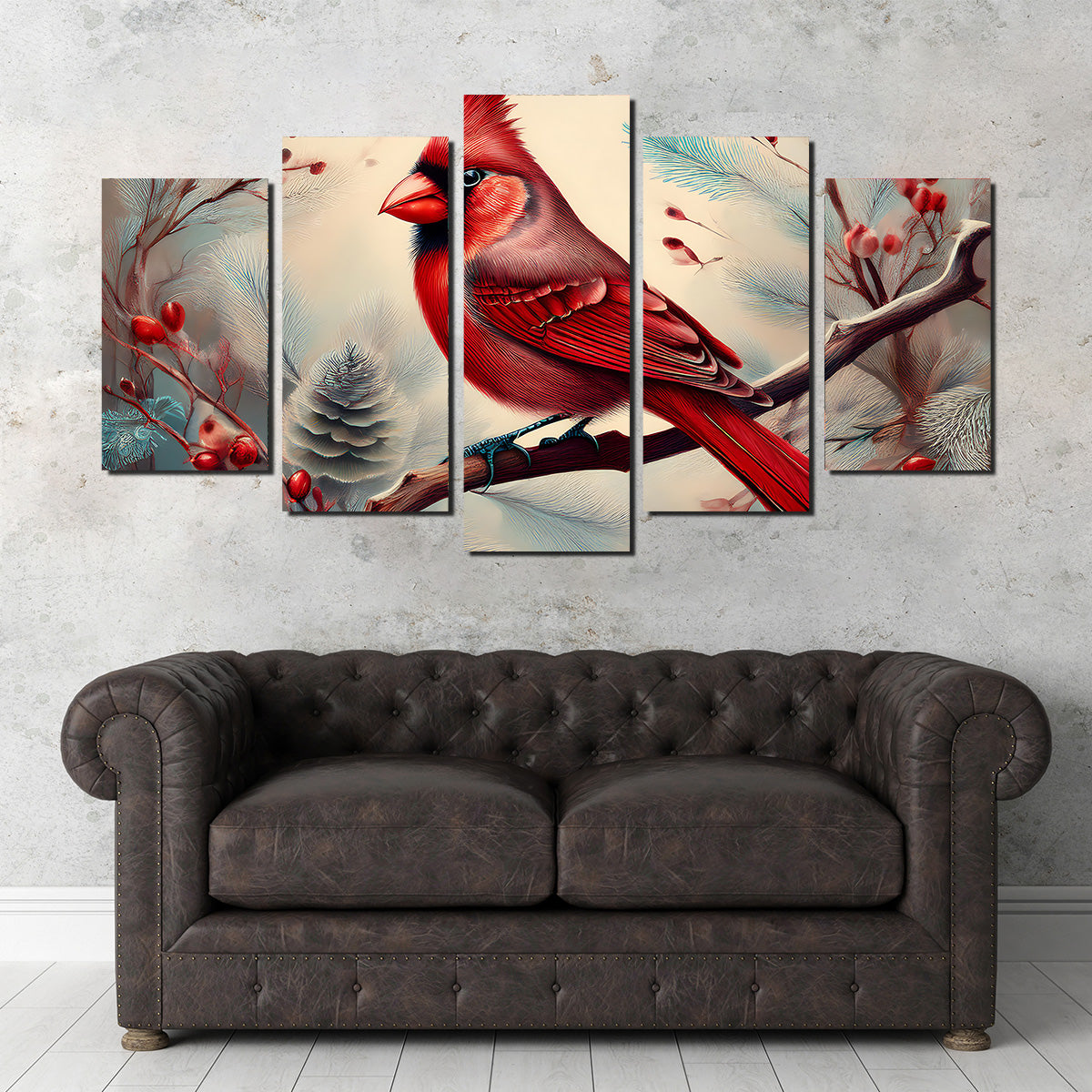 Classic Northern Cardinal on Branch Wall Art