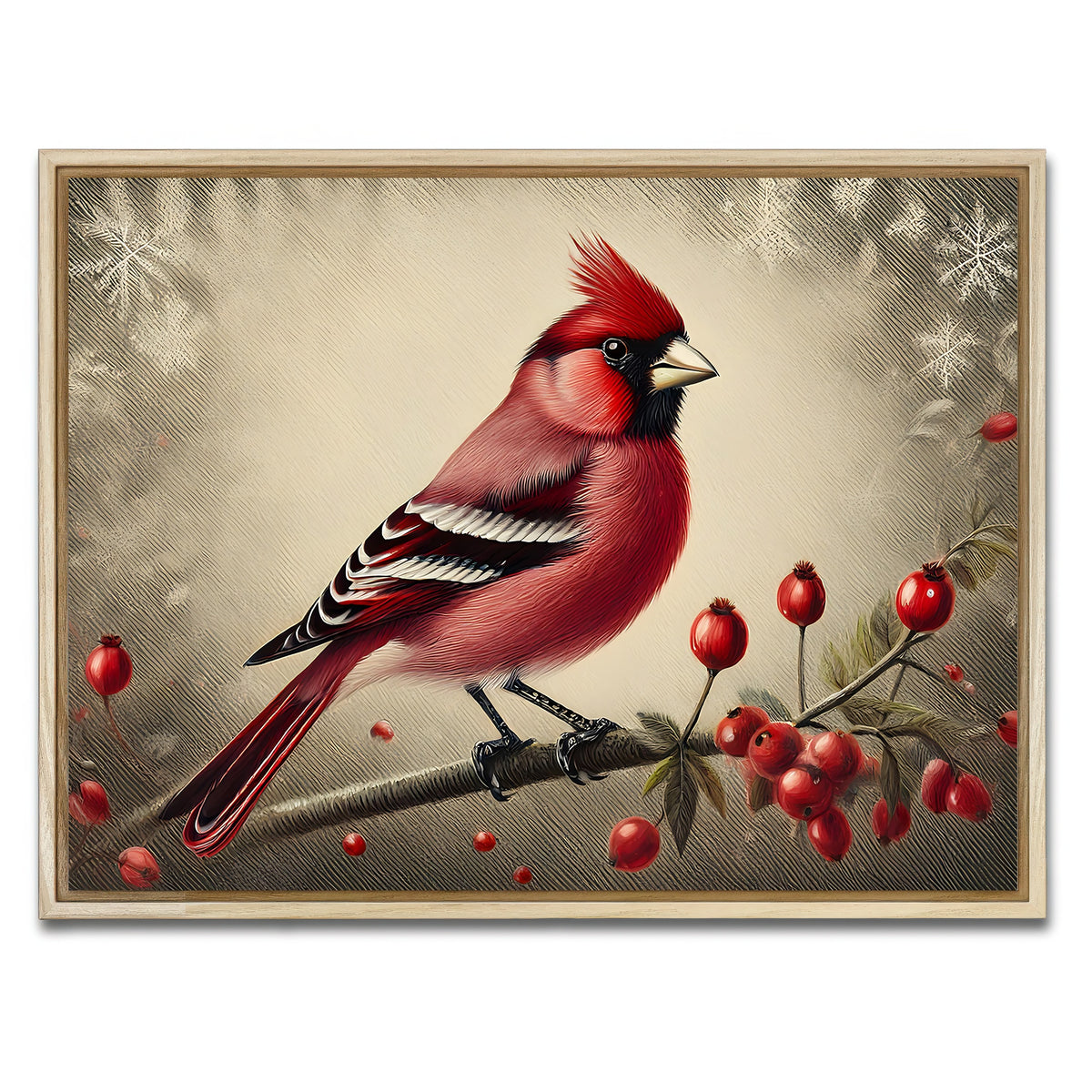 AUTO-MOCKUP WHITE | Classic Northern Cardinal | 1 Piece | Natural Framed Canvas | group=4x3