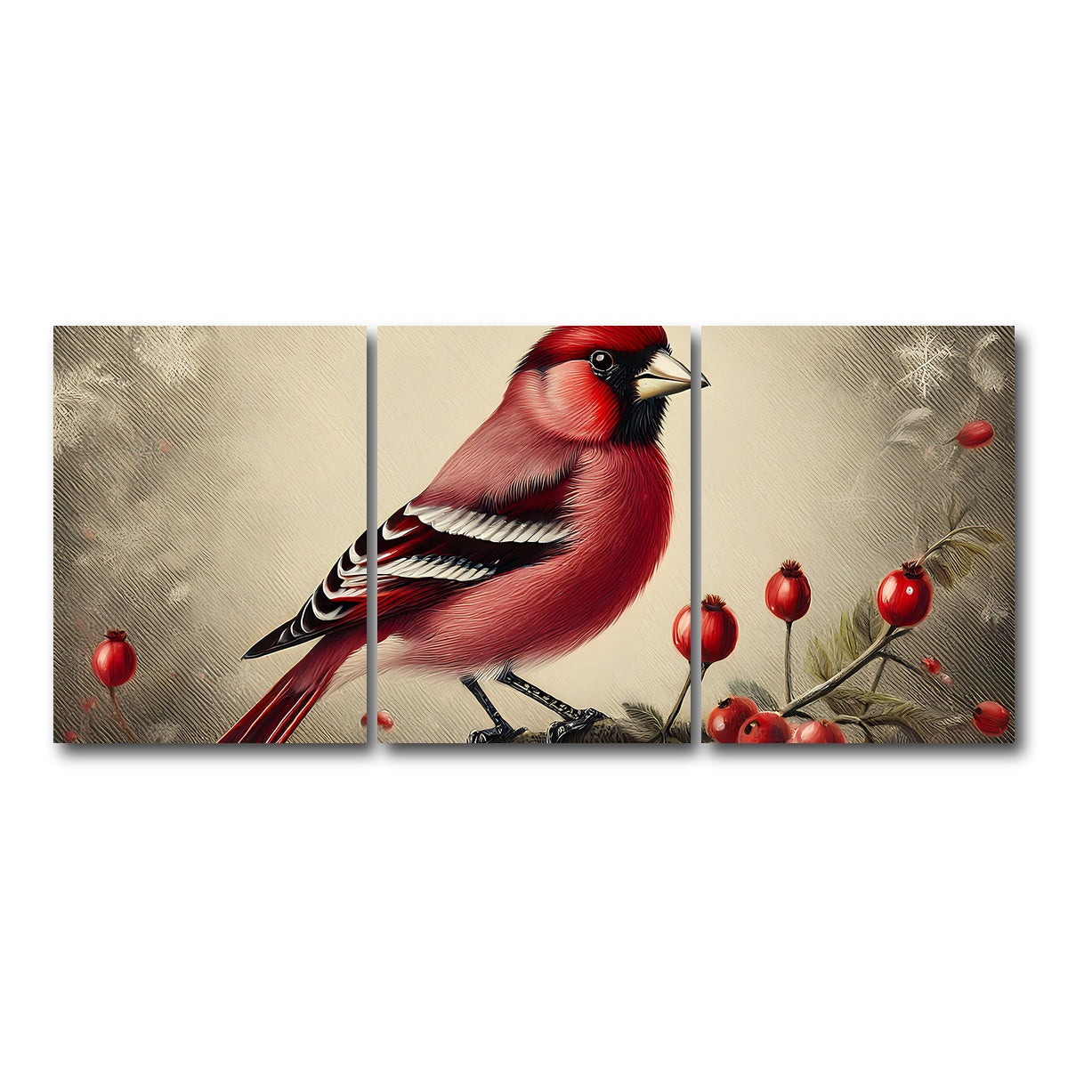 AUTO-MOCKUP WHITE | Classic Northern Cardinal | 3 Piece | Gallery Wrap Canvas | group=18x24