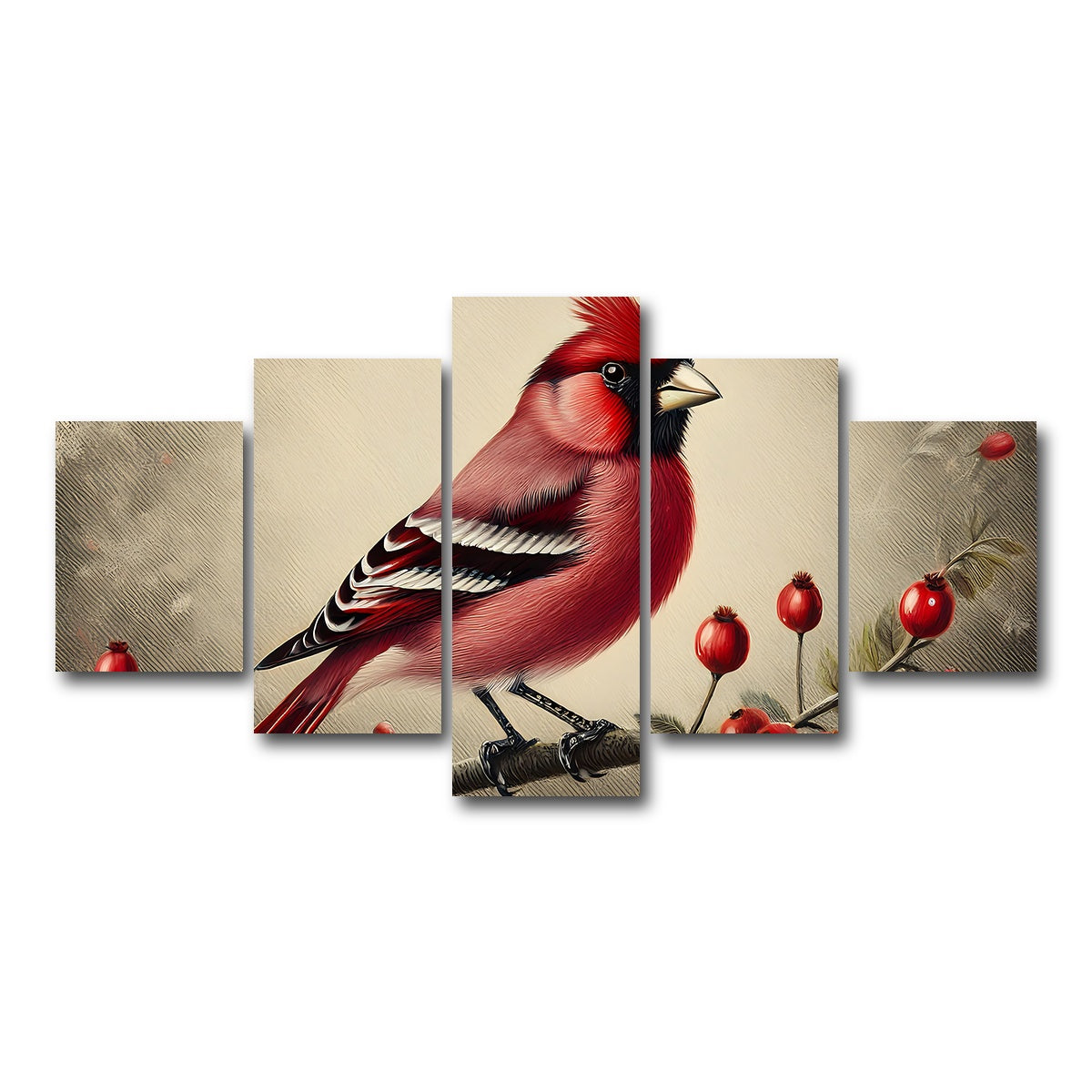 AUTO-MOCKUP WHITE | Classic Northern Cardinal | 5 Piece | Gallery Wrap Canvas | group=5_short