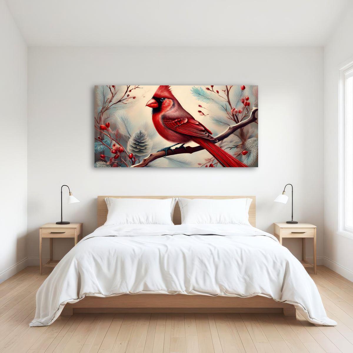 AUTO-MOCKUP ROOM | Classic Northern Cardinal on Branch