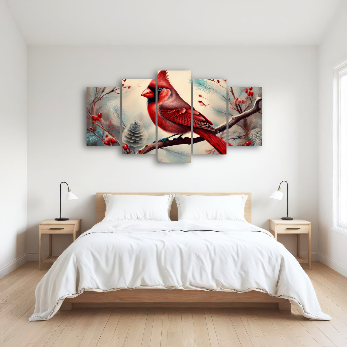 AUTO-MOCKUP ROOM | Classic Northern Cardinal on Branch