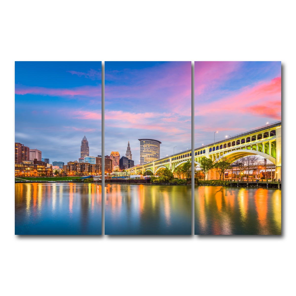AUTO-MOCKUP WHITE | Cleveland-Detroit Superior Bridge | 3 Piece | Gallery Wrap Canvas | group=12x24