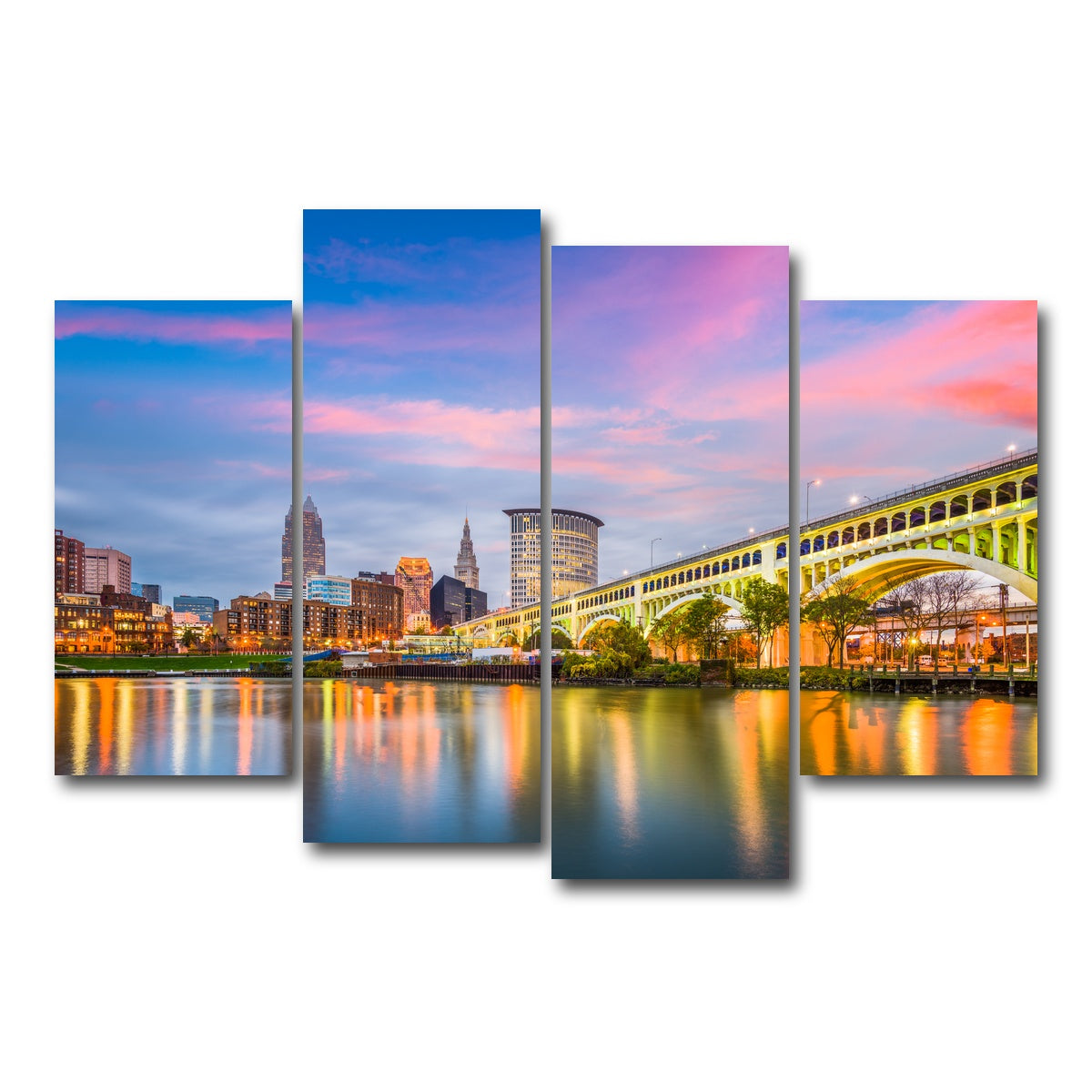 AUTO-MOCKUP WHITE | Cleveland-Detroit Superior Bridge | 4 Piece | Gallery Wrap Canvas | group=4_short