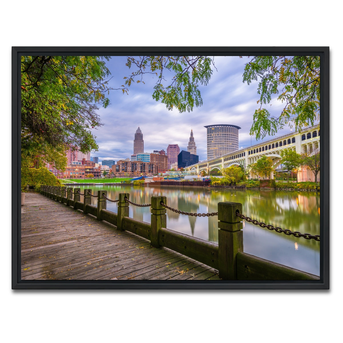 AUTO-MOCKUP WHITE | Cleveland Cuyahoga River | 1 Piece | Black Framed Canvas | group=4x3