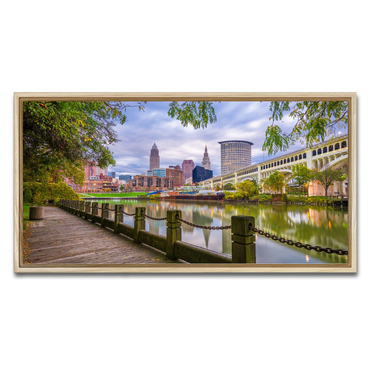 AUTO-MOCKUP WHITE | Cleveland Cuyahoga River | 1 Piece | Natural Framed Canvas | group=2x1