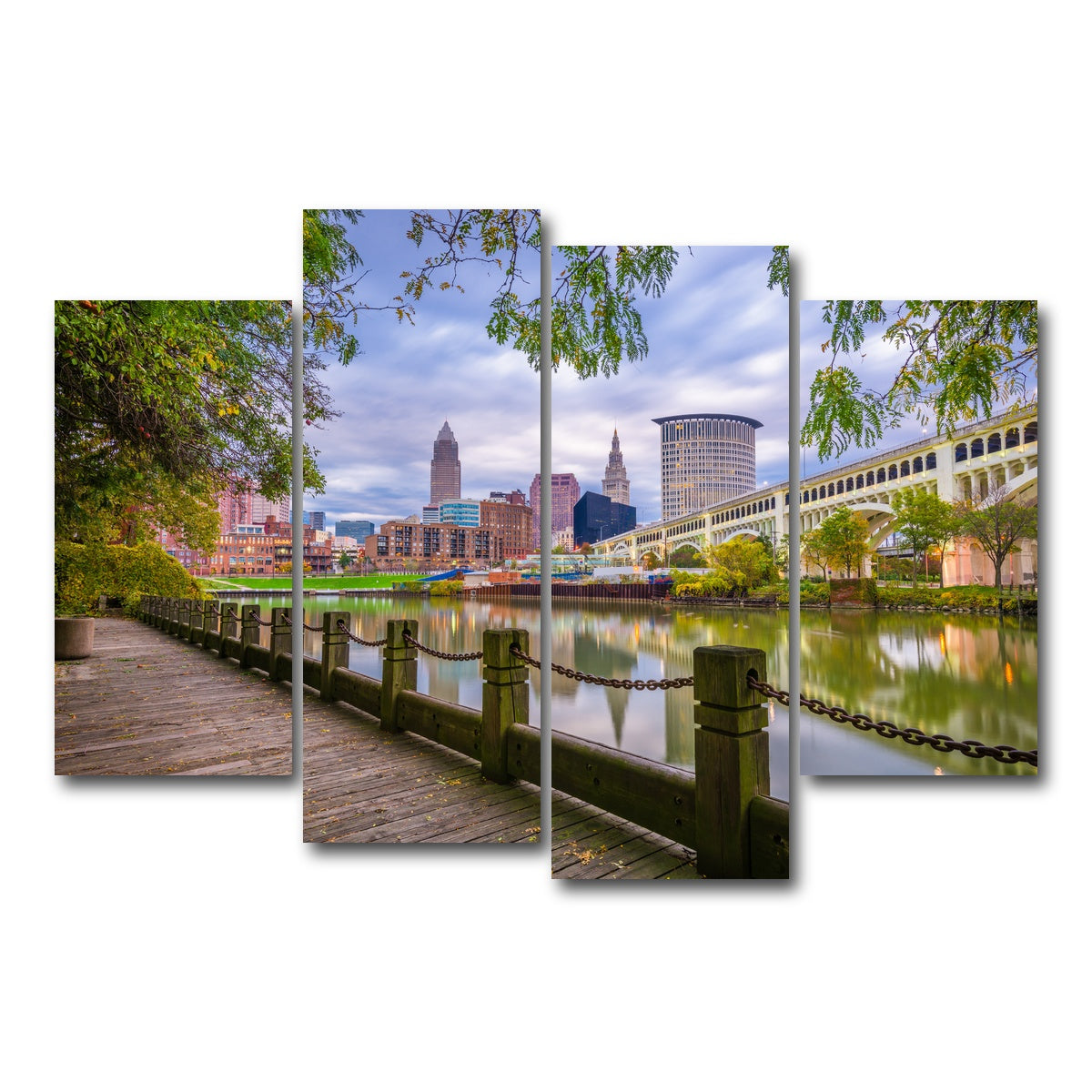 AUTO-MOCKUP WHITE | Cleveland Cuyahoga River | 4 Piece | Gallery Wrap Canvas | group=4_short