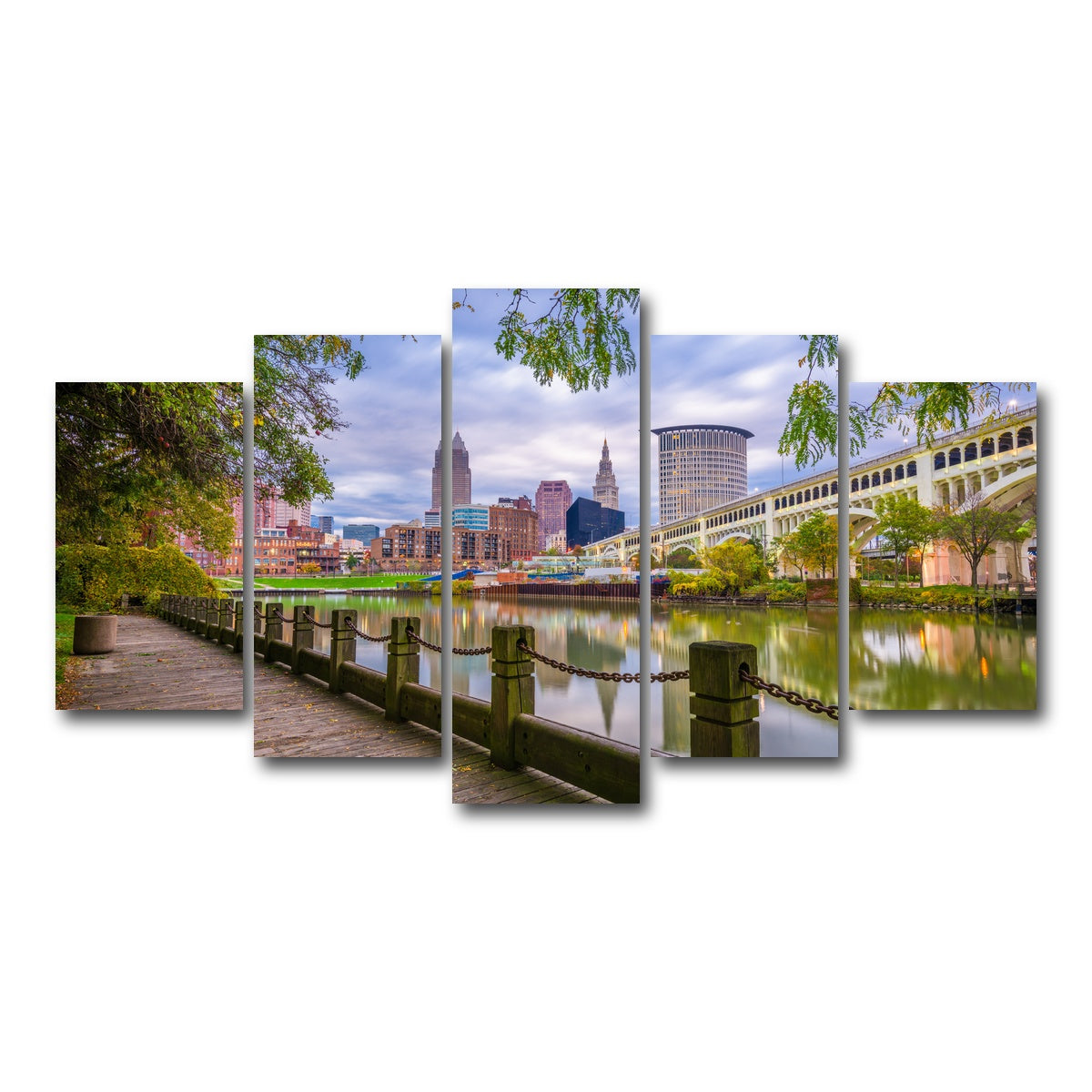 AUTO-MOCKUP WHITE | Cleveland Cuyahoga River | 5 Piece | Gallery Wrap Canvas | group=5_normal