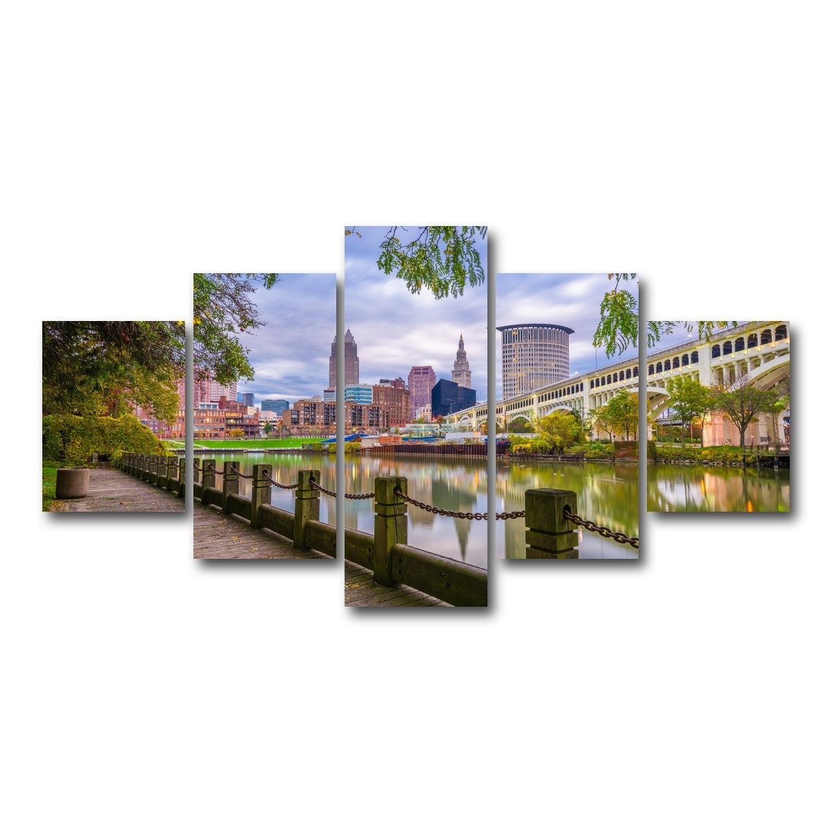 AUTO-MOCKUP WHITE | Cleveland Cuyahoga River | 5 Piece | Gallery Wrap Canvas | group=5_short
