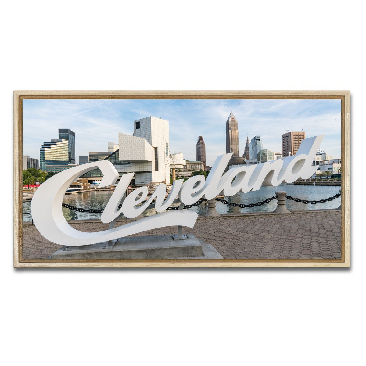AUTO-MOCKUP WHITE | Cleveland Sign | 1 Piece | Natural Framed Canvas | group=2x1