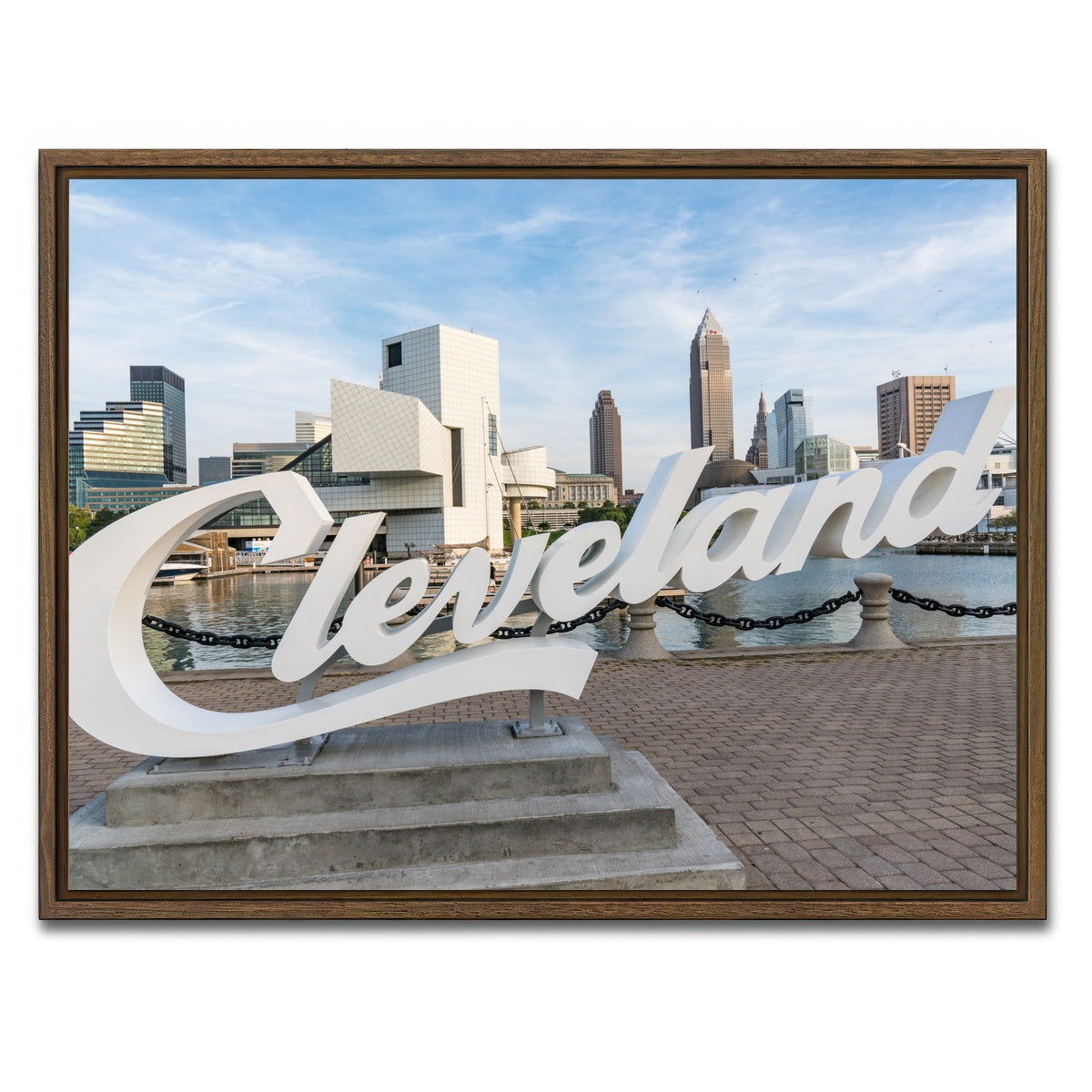 AUTO-MOCKUP WHITE | Cleveland Sign | 1 Piece | Walnut Framed Canvas | group=4x3