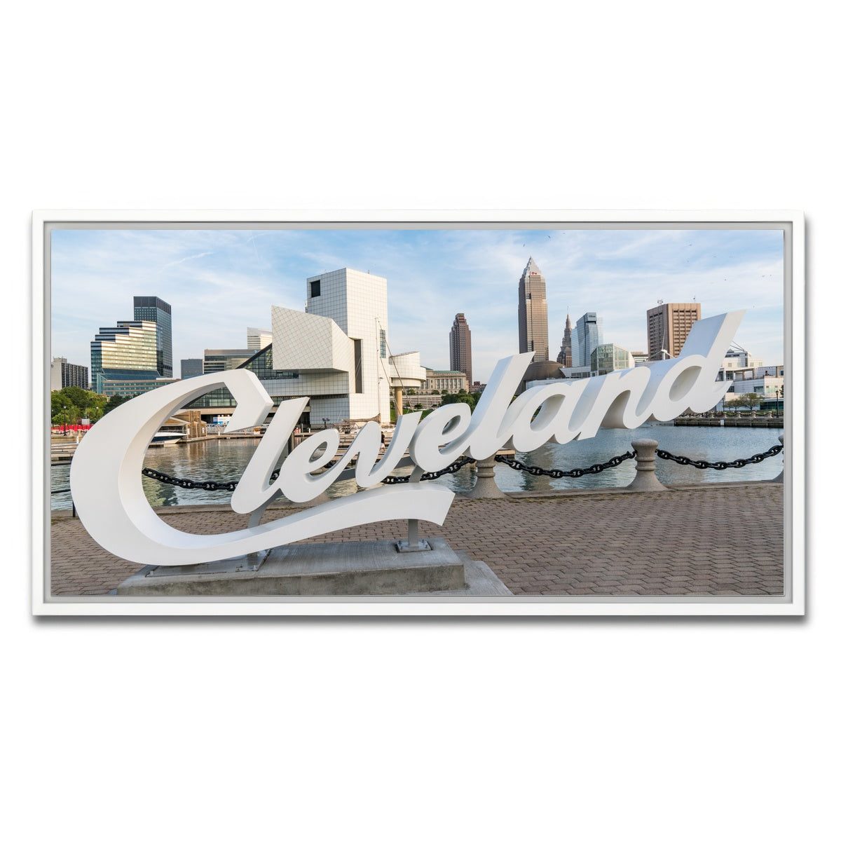 AUTO-MOCKUP WHITE | Cleveland Sign | 1 Piece | White Framed Canvas | group=2x1