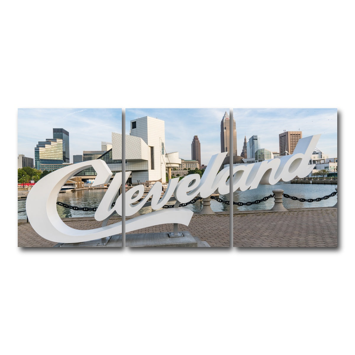 AUTO-MOCKUP WHITE | Cleveland Sign | 3 Piece | Gallery Wrap Canvas | group=18x24