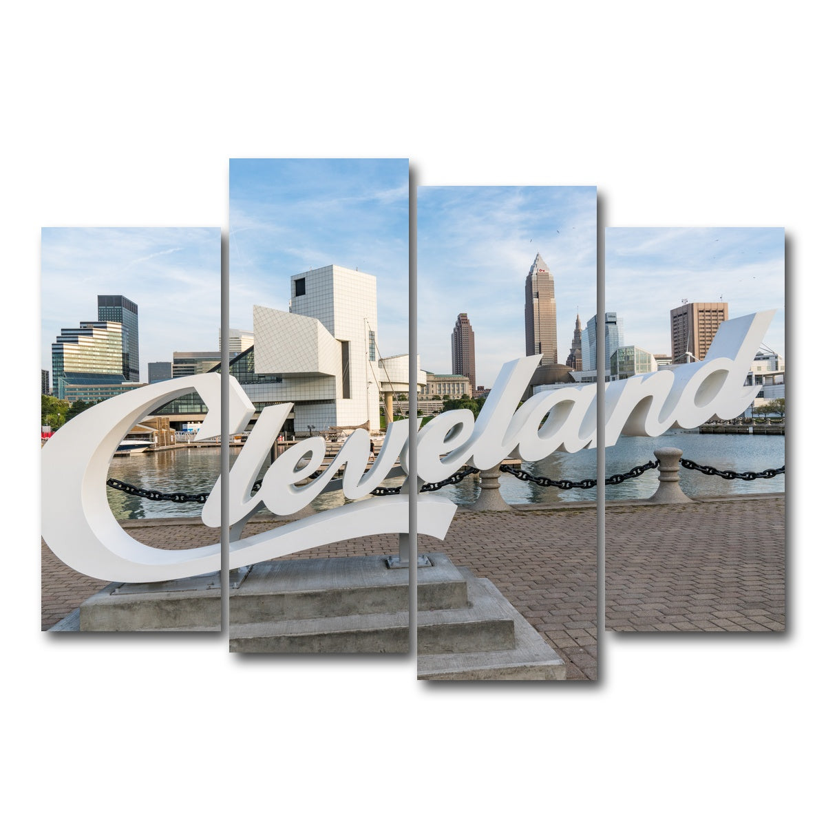 AUTO-MOCKUP WHITE | Cleveland Sign | 4 Piece | Gallery Wrap Canvas | group=4_normal