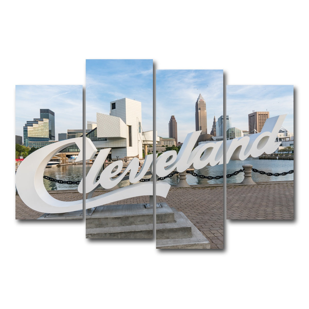 AUTO-MOCKUP WHITE | Cleveland Sign | 4 Piece | Gallery Wrap Canvas | group=4_short