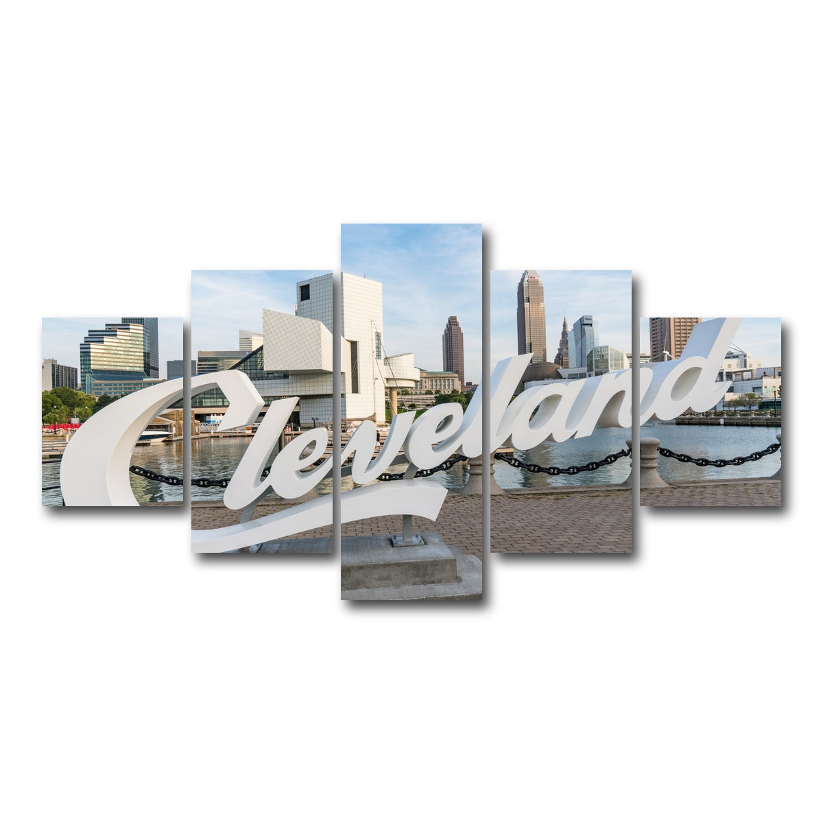AUTO-MOCKUP WHITE | Cleveland Sign | 5 Piece | Gallery Wrap Canvas | group=5_short