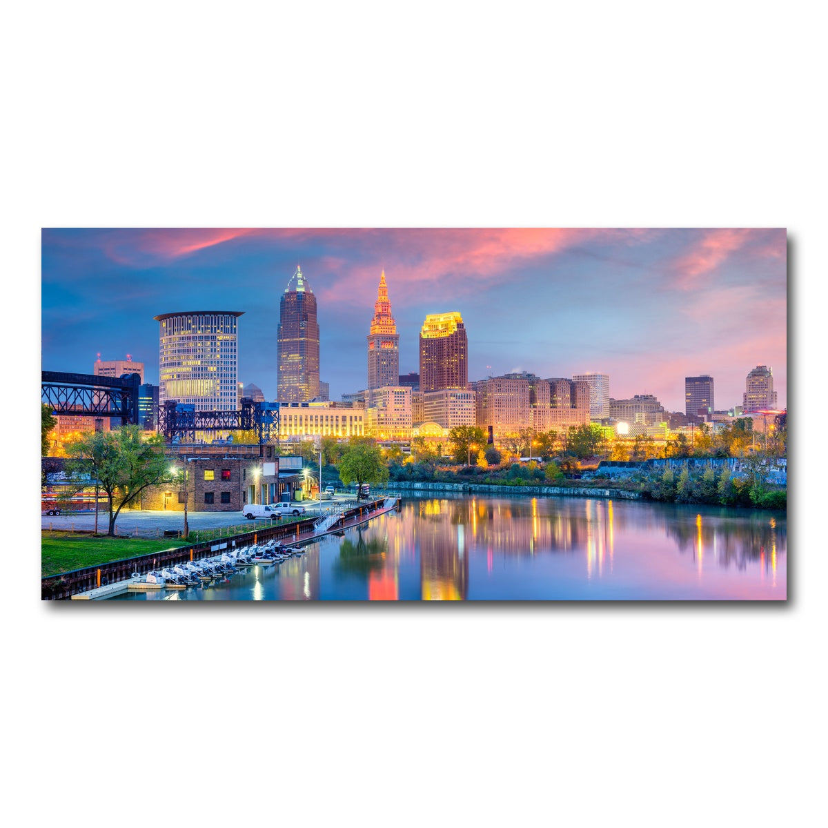 AUTO-MOCKUP WHITE | Cleveland Skyline | 1 Piece | Gallery Wrap Canvas | group=2x1