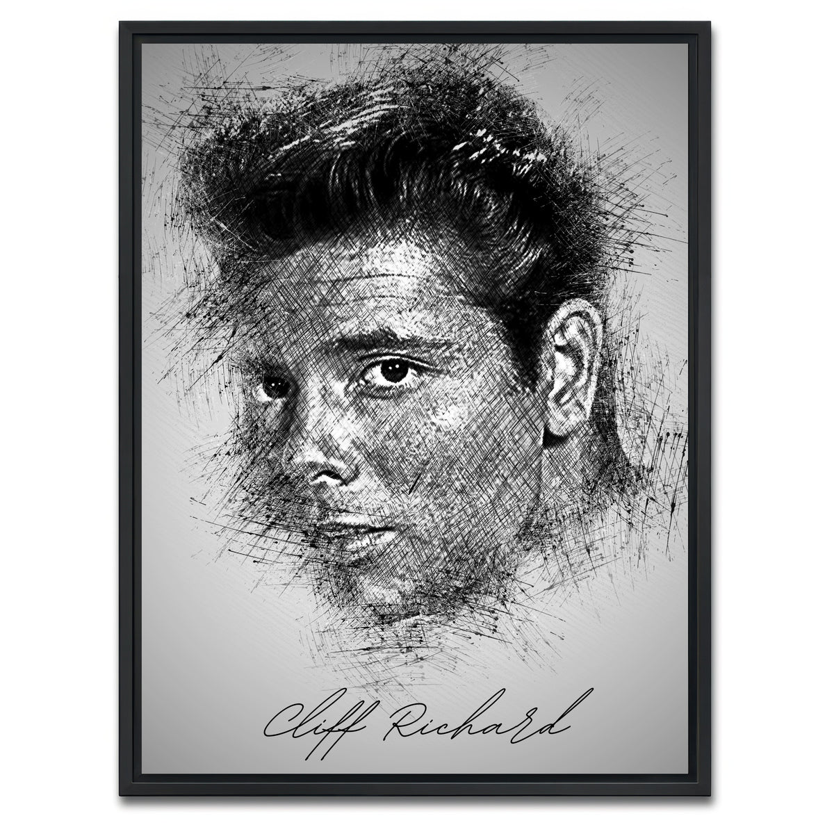 AUTO-MOCKUP WHITE | Cliff Richard | 1 Piece | Black Framed Canvas | group=3x4