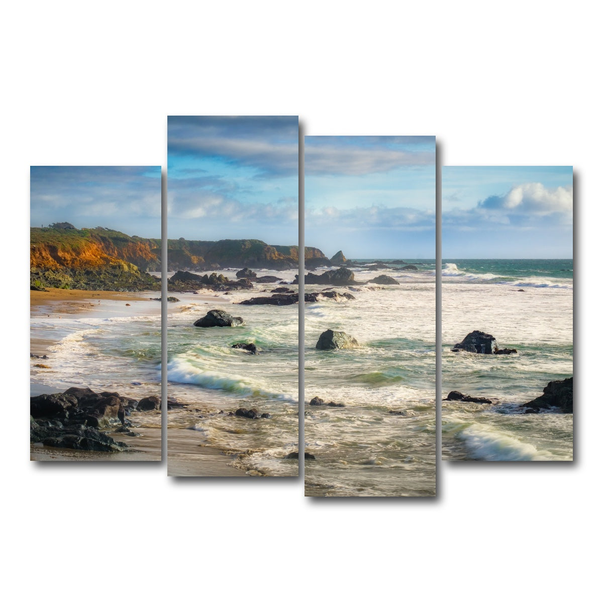 AUTO-MOCKUP WHITE | Cliffs and Rocks on the California Coast | 4 Piece | Gallery Wrap Canvas | group=4_normal