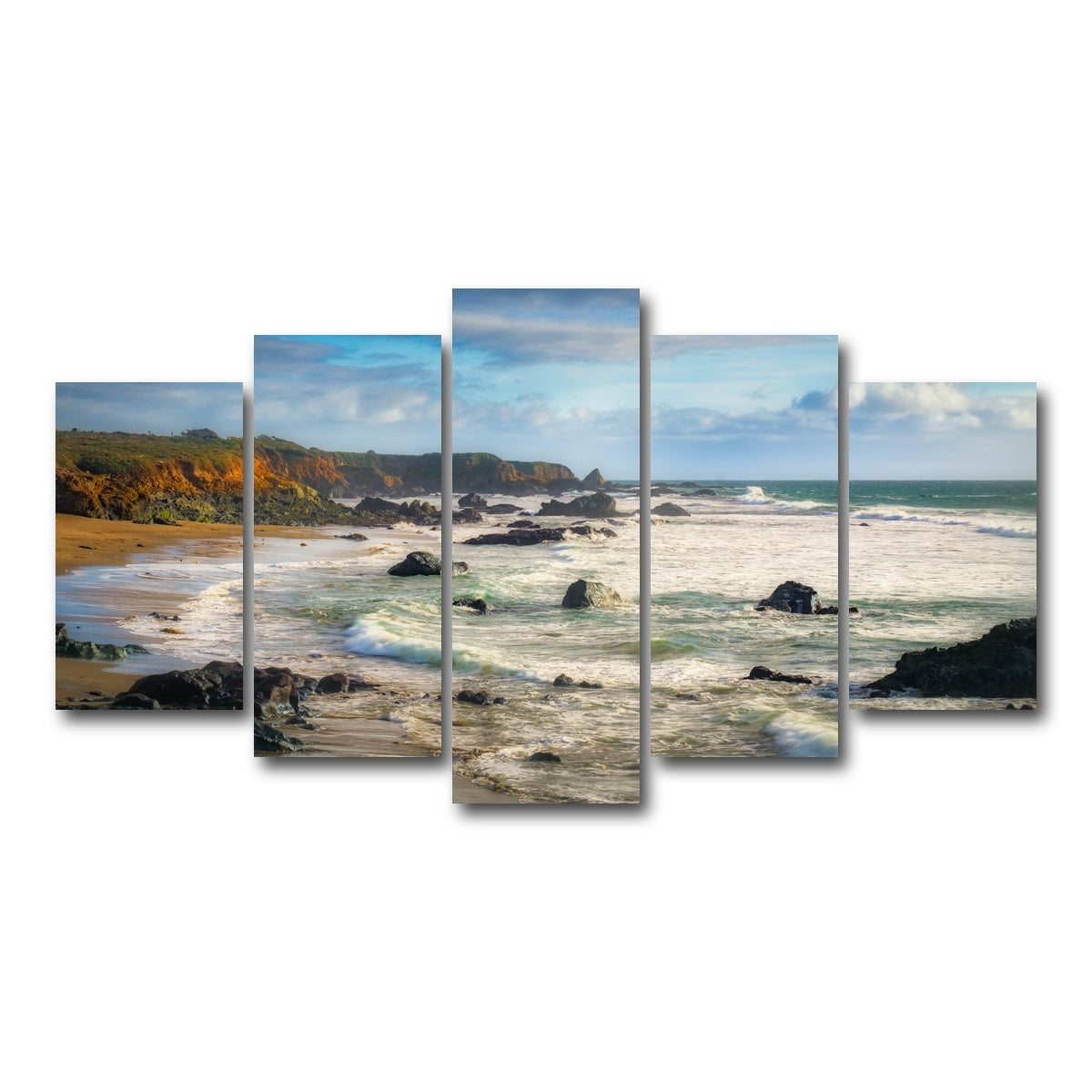 AUTO-MOCKUP WHITE | Cliffs and Rocks on the California Coast | 5 Piece | Gallery Wrap Canvas | group=5_normal
