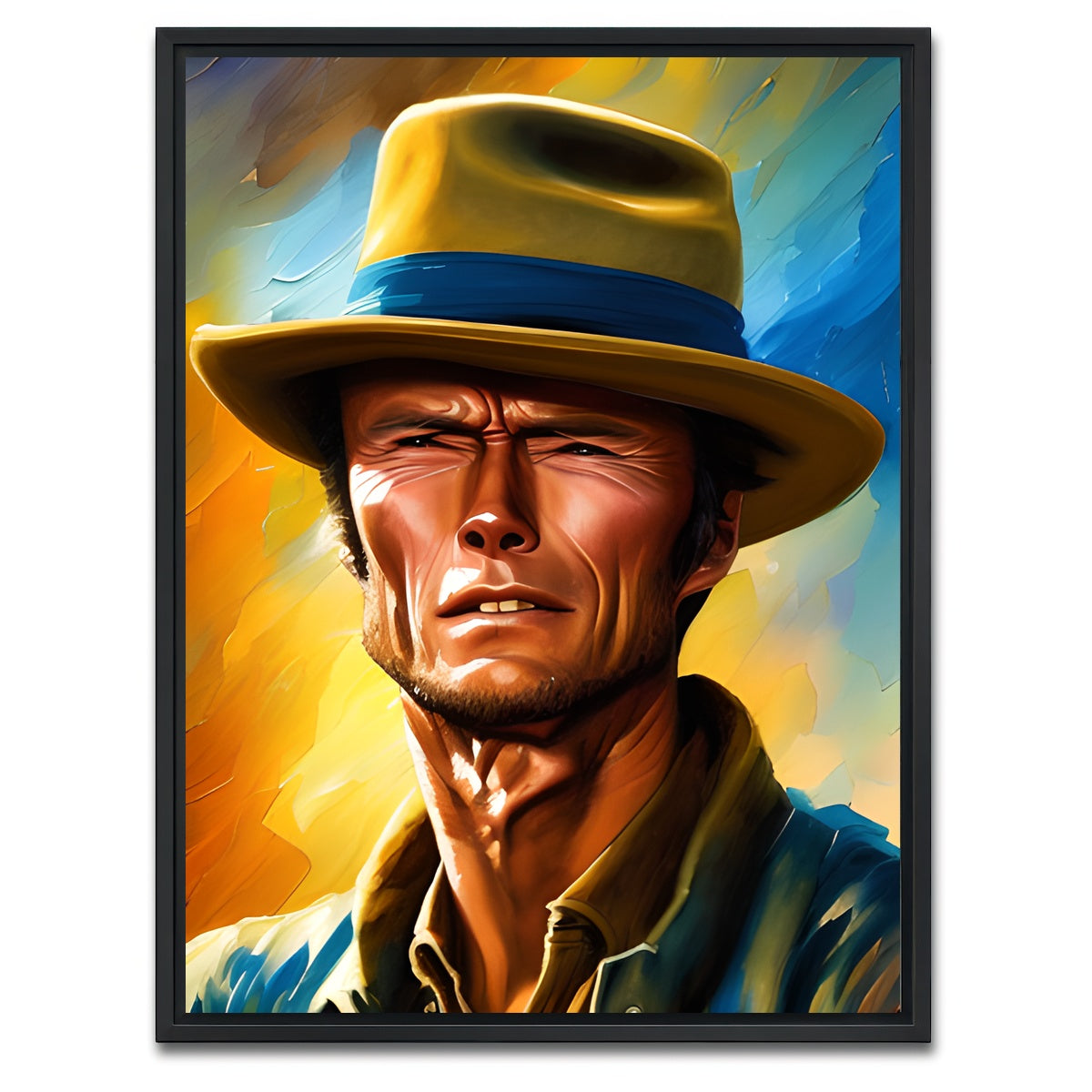 AUTO-MOCKUP WHITE | Clint Eastwood Painting | 1 Piece | Black Framed Canvas | group=3x4